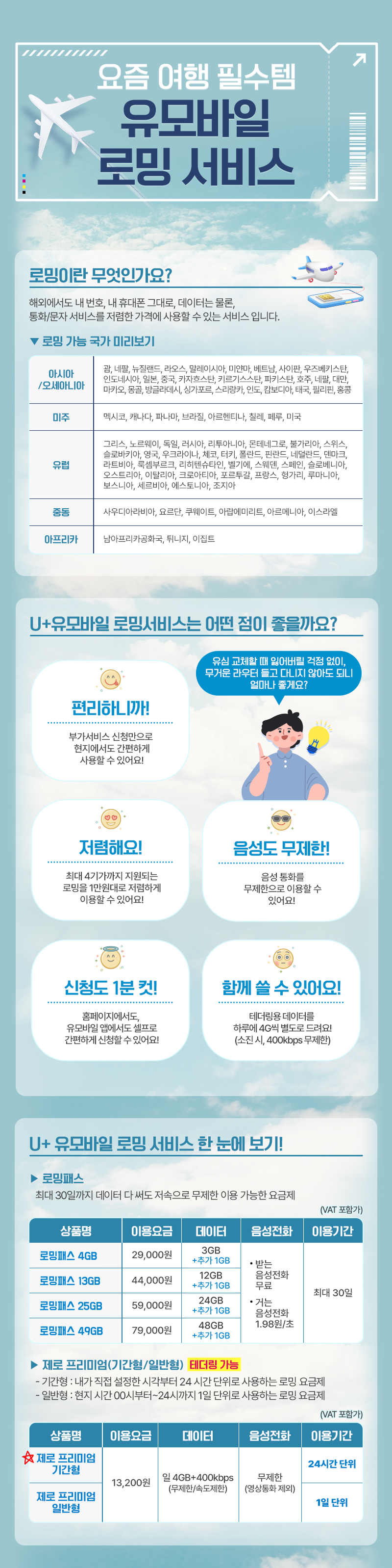 유모바일 로밍서비스