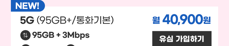 5G 유심 (95GB+/통화기본) 가입하기