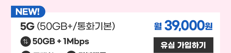 5G 유심 (50GB+/통화기본)
