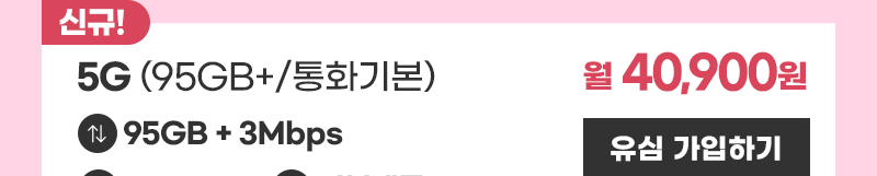 5G 유심 (95GB+/통화기본) 가입하기
