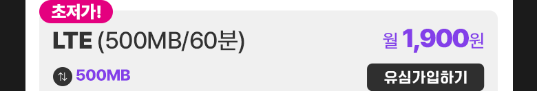 LTE 유심(500MB/60분) 가입하기