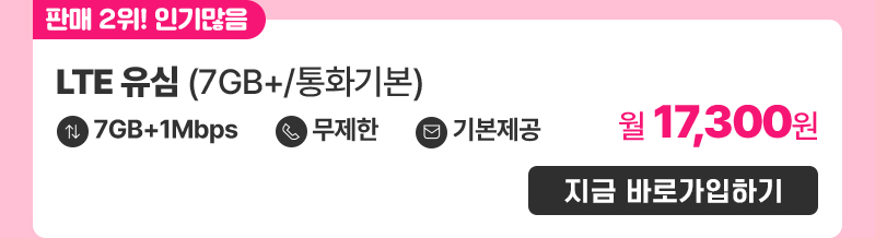 LTE 유심(7GB+/통화기본) 가입하기