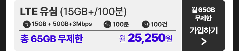 LTE 유심(15GB+/100분) 가입하기