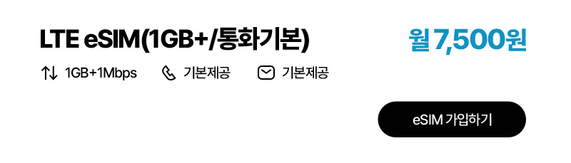 LTE eSIM(1GB+/통화기본)
