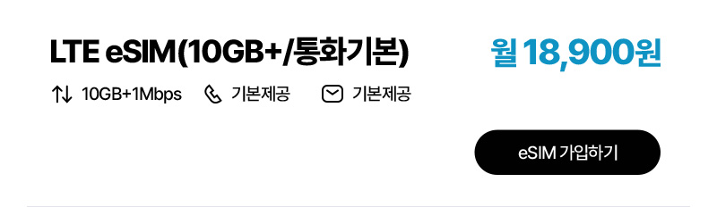 LTE eSIM(10GB+/통화기본)