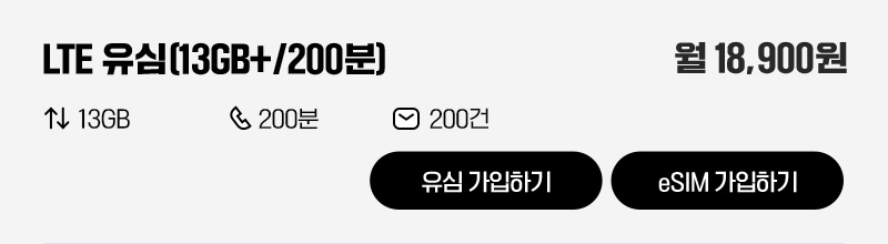 LTE 유심(13GB+/200분)