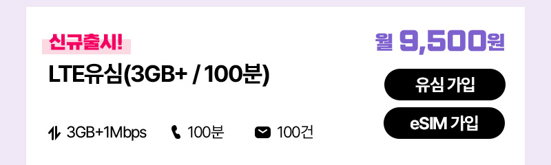 LTE유심(3GB+/100분)