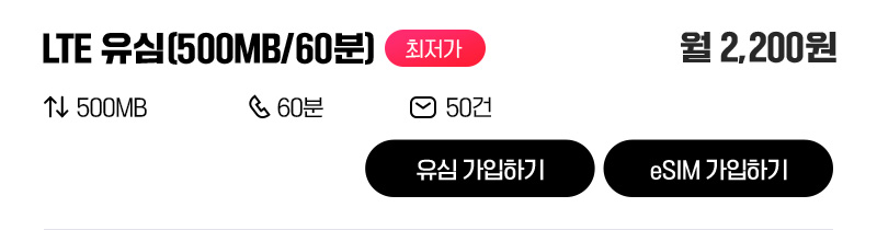 LTE 유심(500MB/60분)