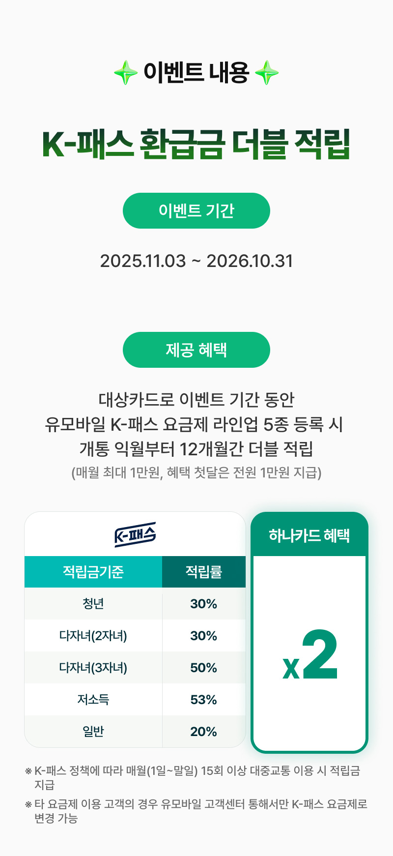 K-패스 환급금 더블 적립