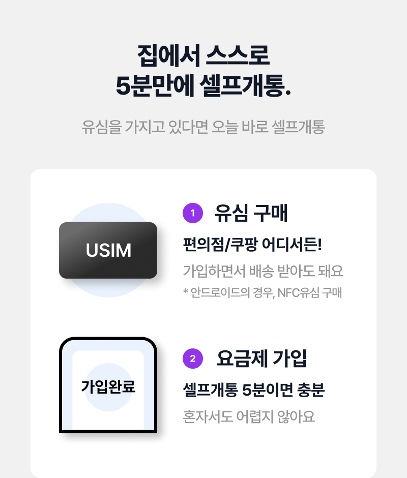 집에서 스스로 5분만에 셀프개통.